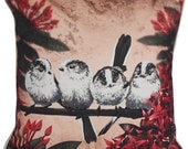 Cushion cover for throw pillow with bird - Long-tailed Titmouse - 16x16 inch 40x40cm DELUXE edition