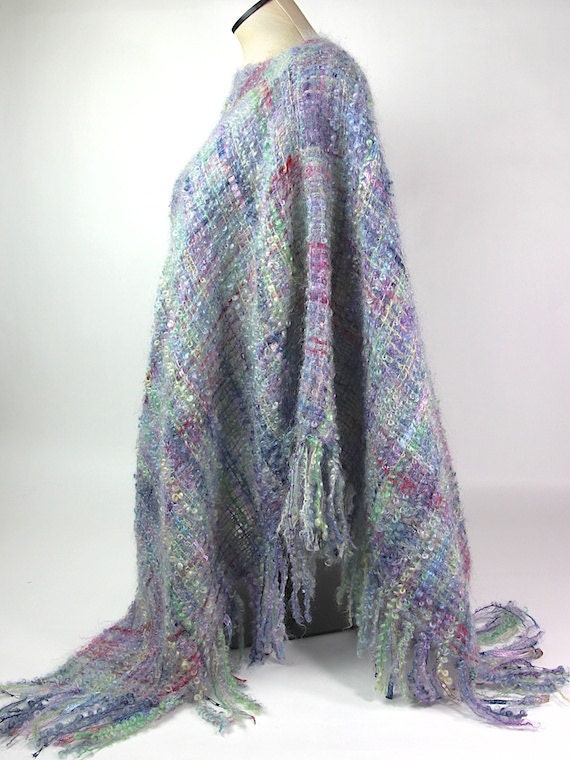 Shawl Handwoven Hand Dyed Mohair Poncho Wrap