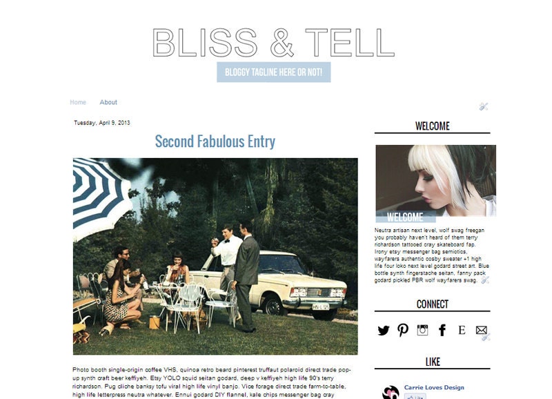 Premade Blogger Template Bliss and Tell