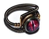 Steampunk Jewelry - RING - Red Evil Dragon eye - Size 11 ONLY