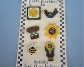 Garden Ceramic Buttons -Cache Junction Handcrafted - 6 per Card