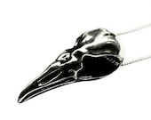 Raven Crow Skull Pendant Silver