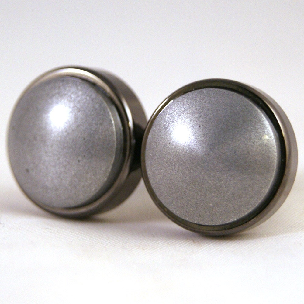 Mens Cuff Links - Aluminum in Gunmetal Bezel (CL-585)