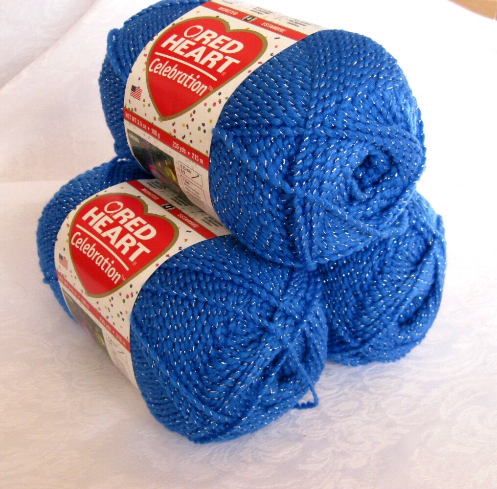 Royal blue yarn with Silver Metallic thread by crochetgal