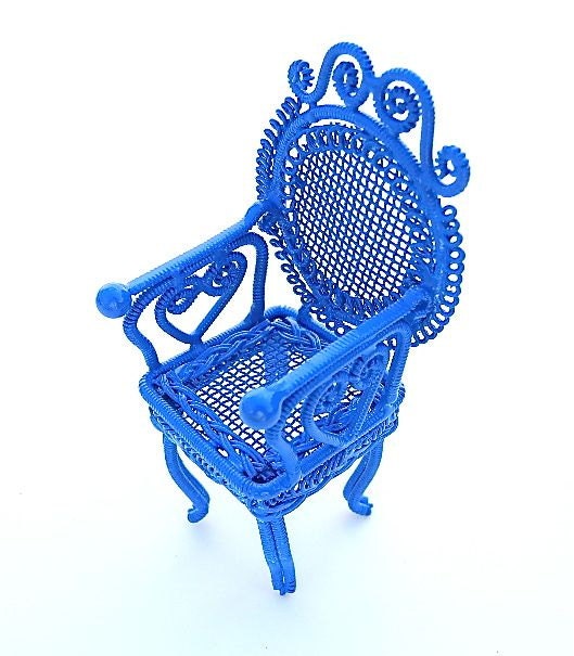 Cobalt Blue Miniature Garden Chair for Your Mini Garden, Fairy Garden or Terrarium, Blue
