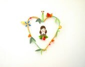 Heart floral wreath wall decoration girl