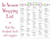 In Season Fruit and Vegetable List - Meal Planning Printable PDF