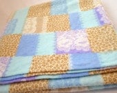 Large Cotton Flannel Receiving Blanket, Baby Blanket - Patchwork Print