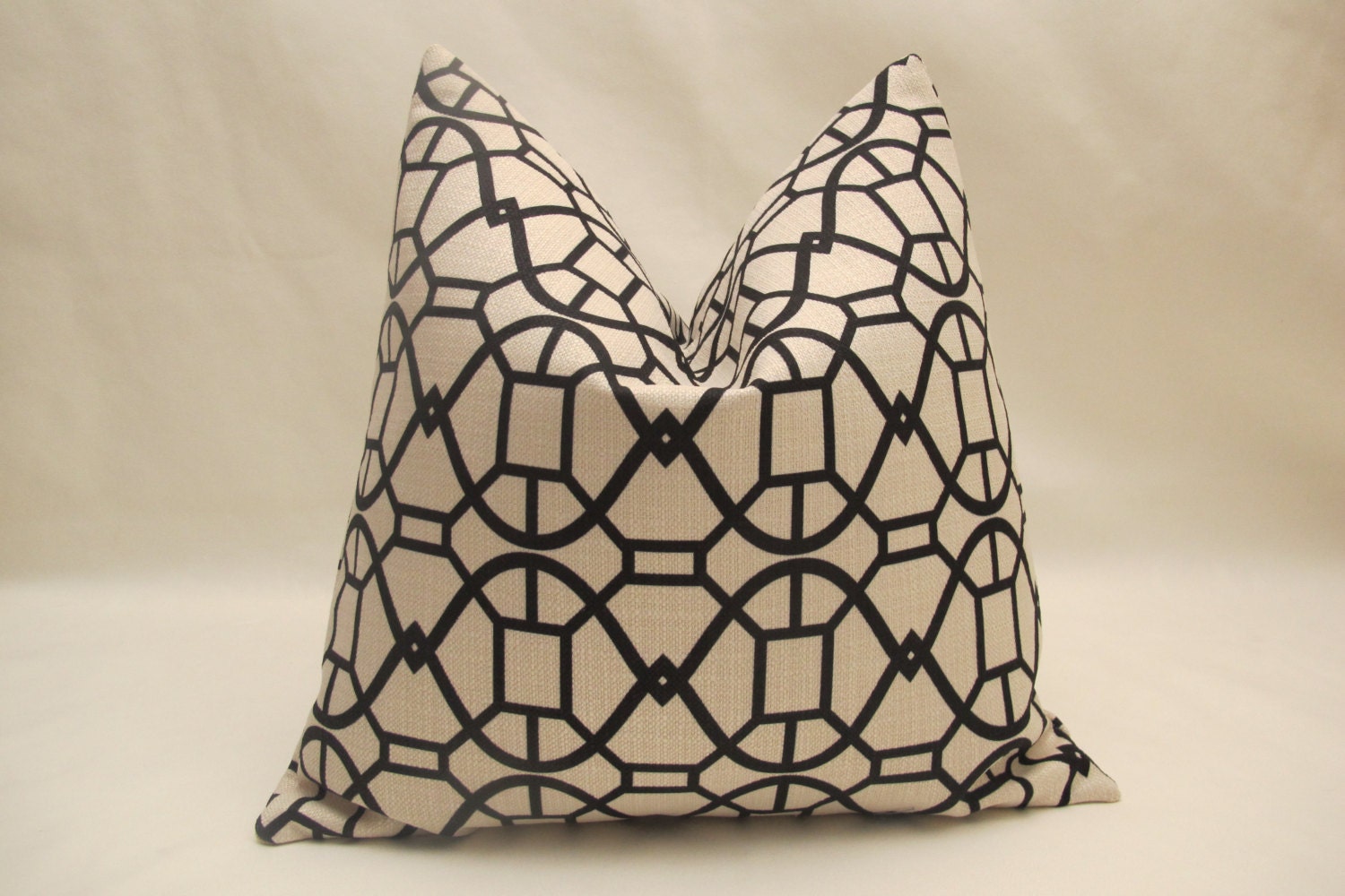 Free US Shipping-Designer Pillow Cover-18 inch-Chippendale In Ebony On Ivory-Reserved for Greta