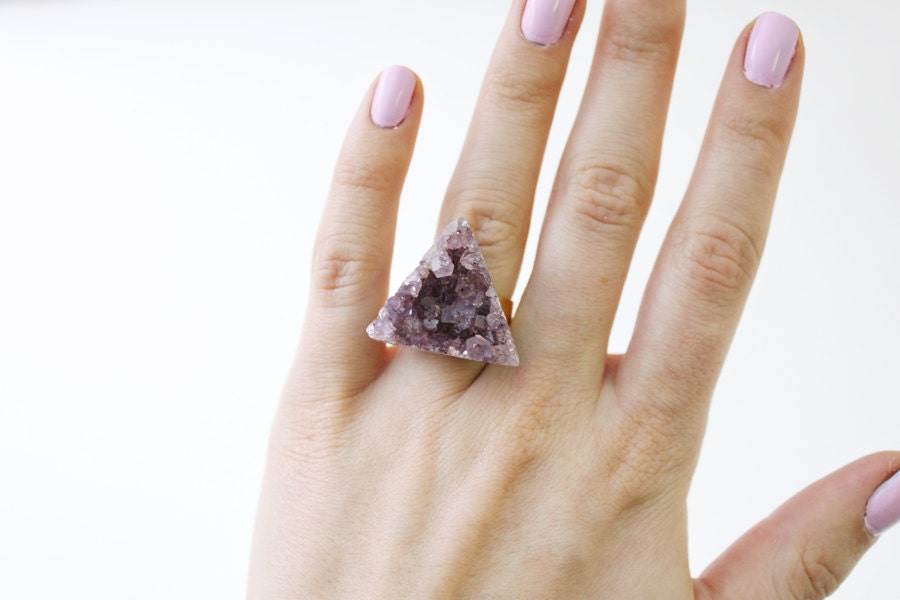 Amethyst Triangle Ring