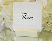 Ivory Wood Table Number Holders- Set of  10