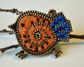 Felt and zipper  bird brooch