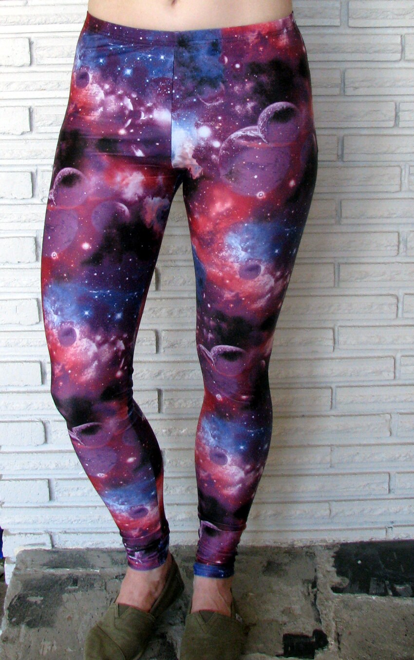 Galaxy Leggings, Purple Spandex Leggings, Cirque Aerial Pants, Custom
