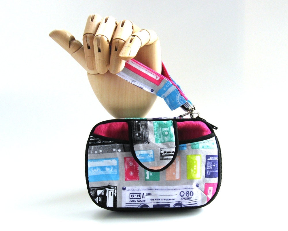 Geek Chic Cassette Tapes Fabric Zip Around Wristlet Wallet Ready to Ship