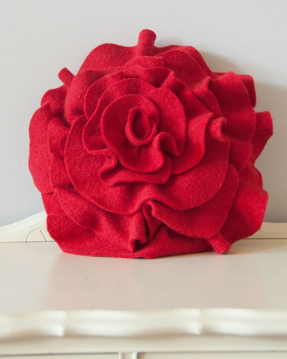 Red Rose Pillow for Valentine's Day gift by Angella Eisman Design. As seen on Daily Candy, Apartment Therapy, and more.