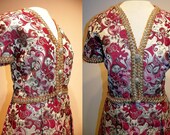 1960's Metallic Regal BROCADE Full Length Cocktail Gown Vintage 60's Rhinestone Sequin Couture Mad Men Party Bombshell I Magnin HARMAY Dress