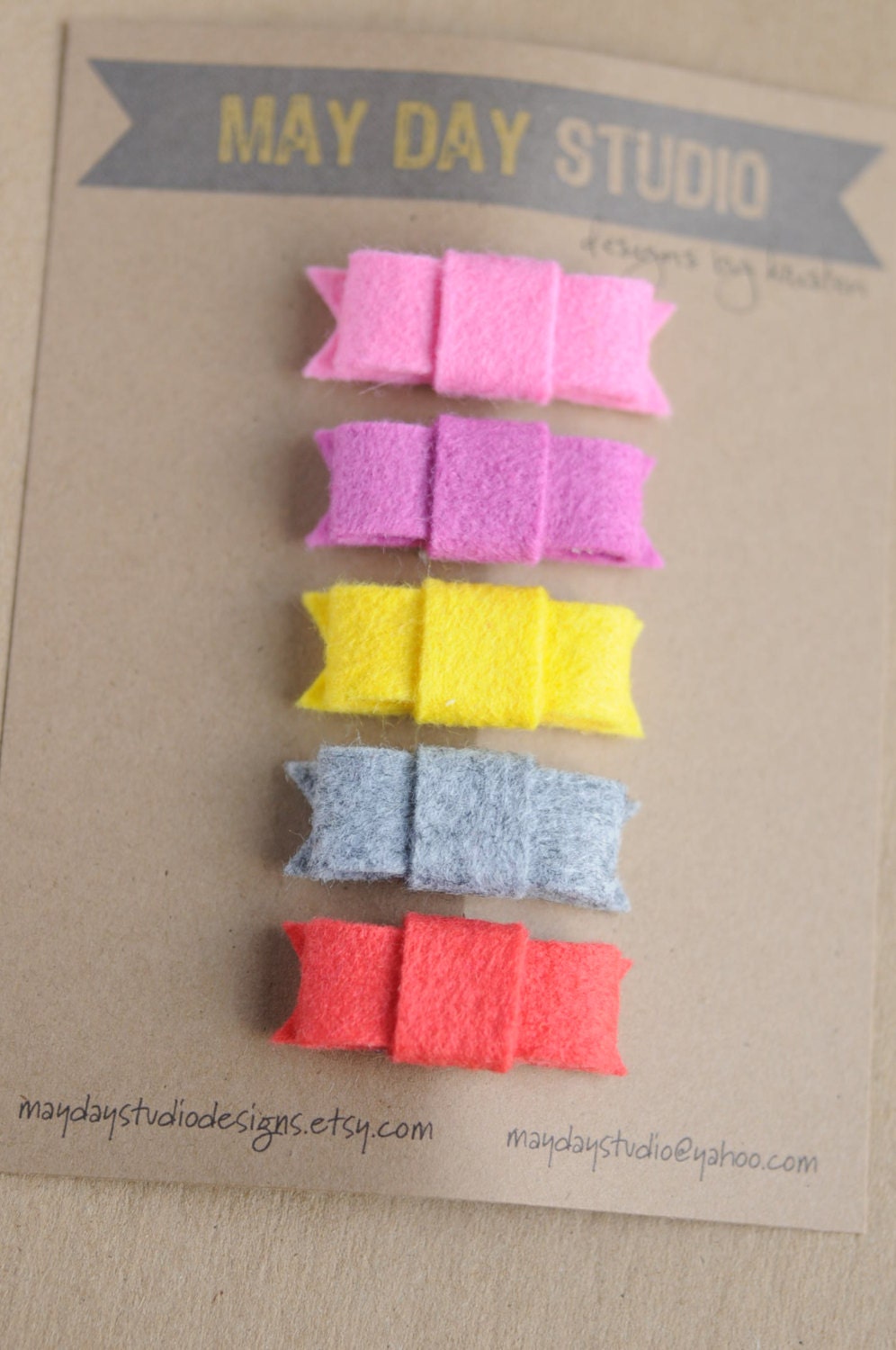 newborn baby girls bitty hair clips collection - felt bow snap clips set