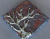 Silver Tree Mixed Media Textured Art Canvas Painting