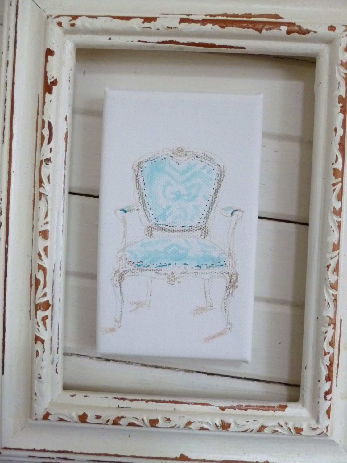 Chair Painting Original Sketch on Stretched Canvas Drawing Illustration French Chair