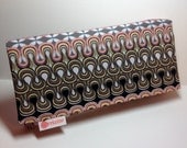 Black, pink, and yellow swirl wallet. "World's Greatest Wallet."  Card wallets for women.