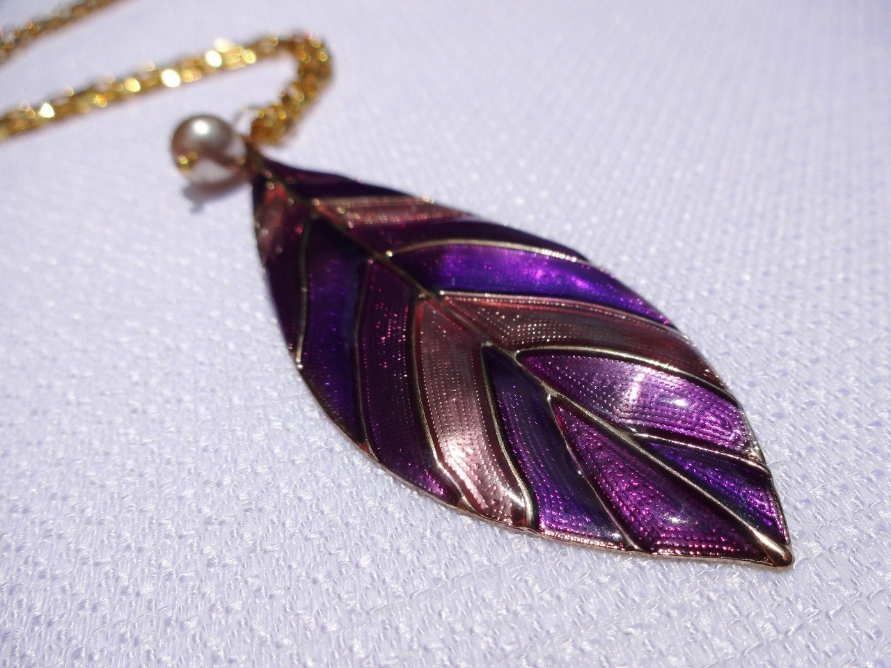 Summer 2013 Collection - Whimsical Purpley Long Leaf Necklace