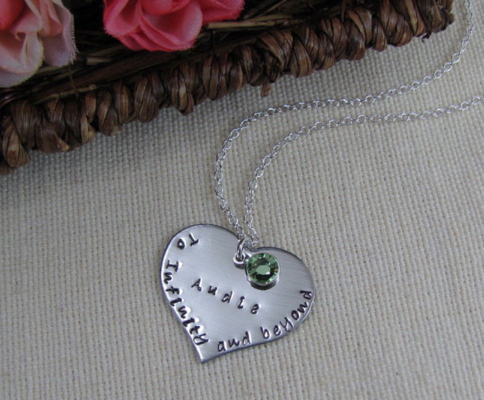To Infinity And Beyond Personalized Name Necklace With Birthstone Hand Stamped Jewelry