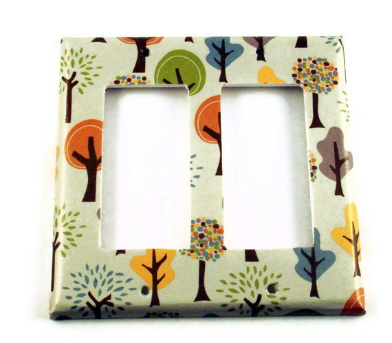 Double Rocker Switchplate  Wall Decor Light Switch Cover Switch Plate in  Grateful Tree Farm   (118DR)