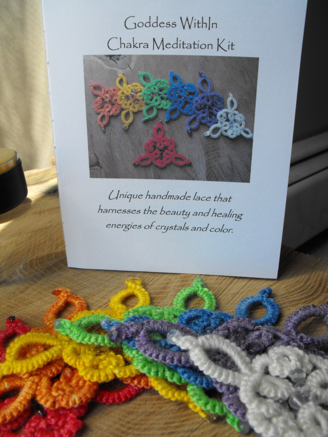 Goddess WithIn The Chakra Meditation Kit  Needle Tatted Lace Medallions with Gemstones
