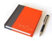 Shark Journal - Lined - Handbound - Orange Journal - Shark Embroidery