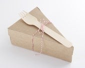 DELUXE LIDDED 2 - Pc Kraft Wedge-Shaped Pie Box Kits with FORKS - set of 20