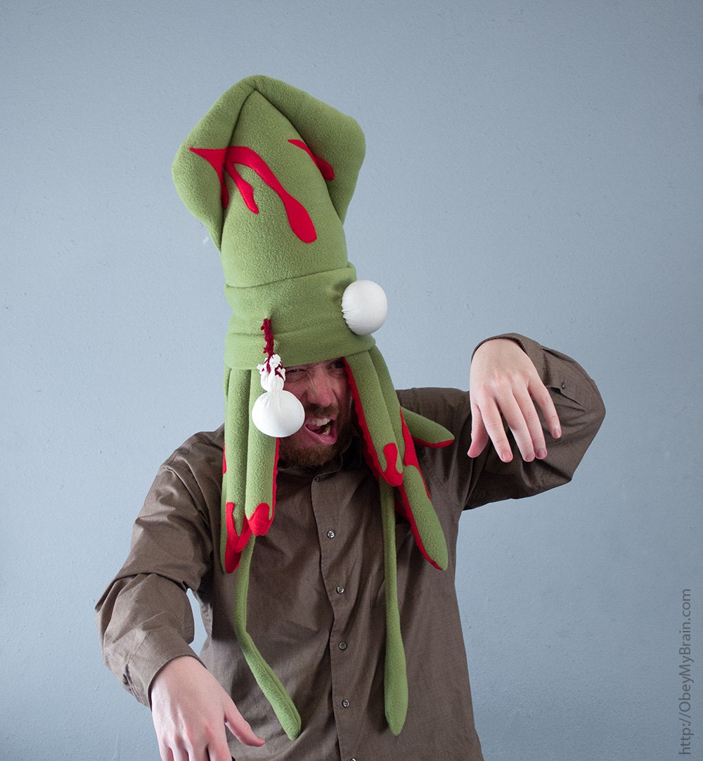 Zombie Squid Hat - Large Fleece Plush