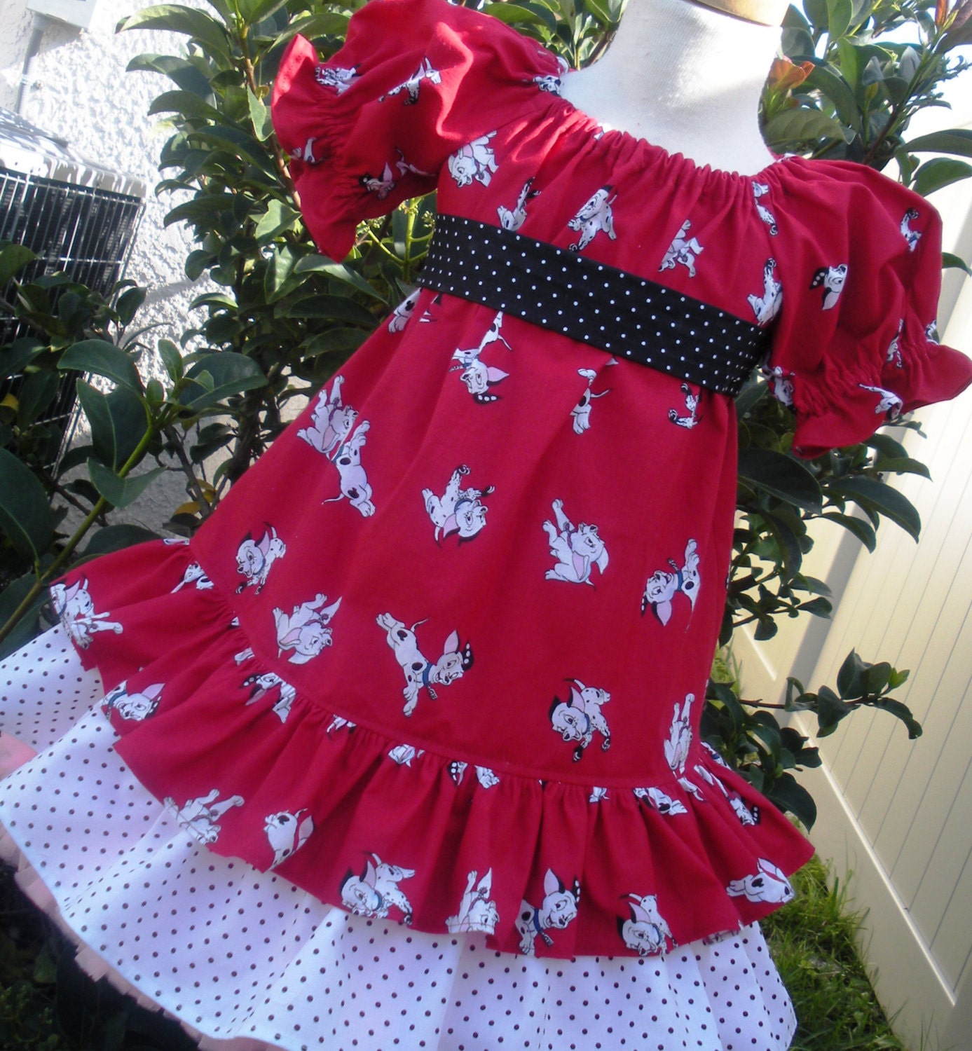 Custom Boutique 101 Dalmation Red Peasant Disney Girl 2 3 Ready to Ship