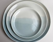 7.5" plate, 10" plate, 11.5" serving platter, in ocean wave ivory/blue