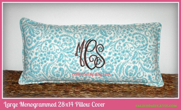 Large Font Monogram Long Lumbar Pillow Cover Sham - 14 x 28