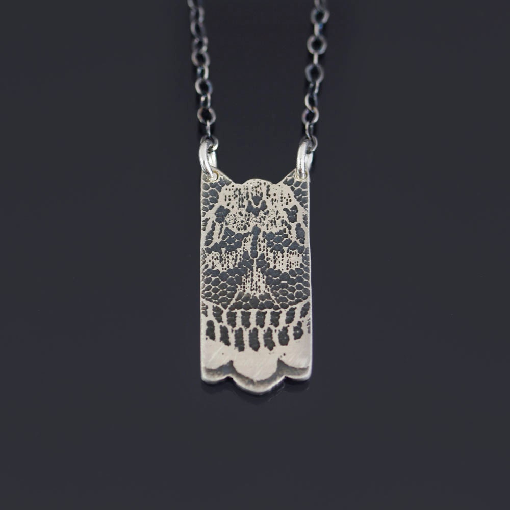 Small Elegant Silver Lace Necklace (No. 4) - Etched Sterling Silver by Lisa Hopkins Design