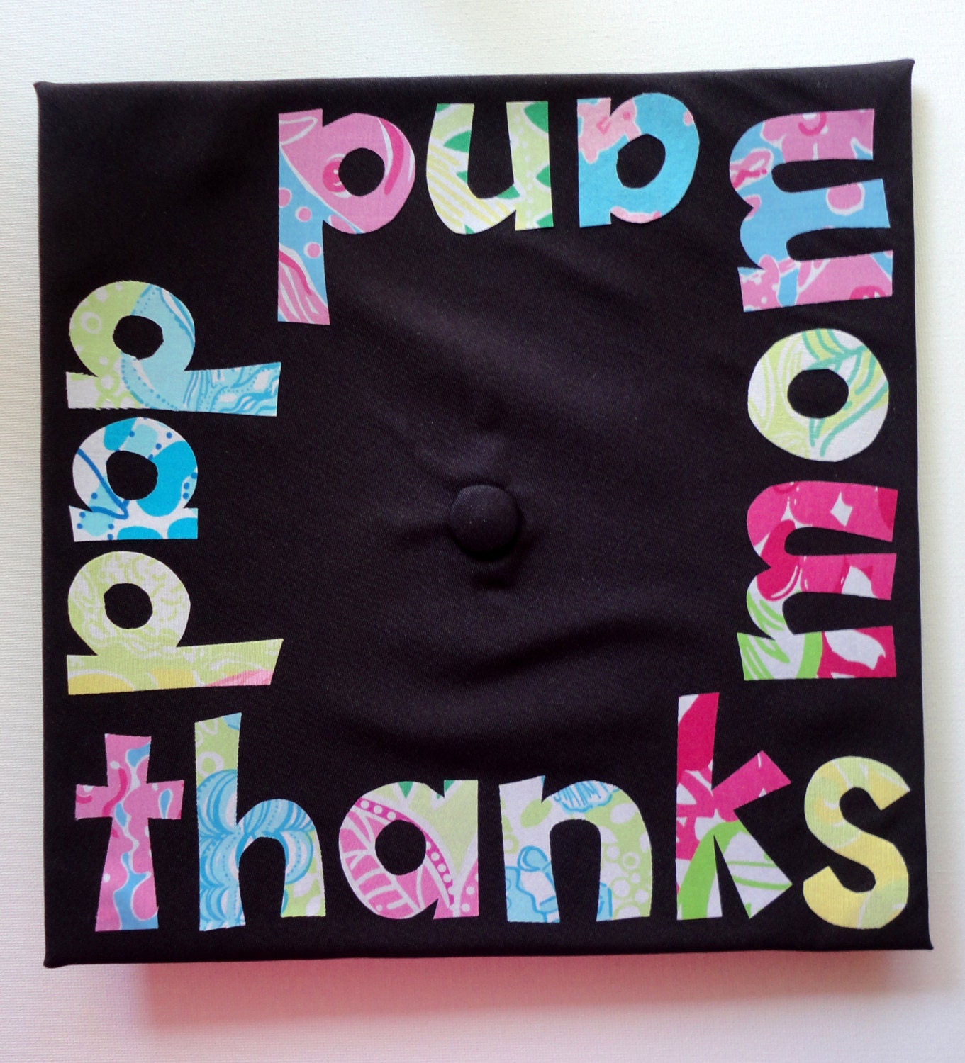 thanks mom and dad Graduation Cap Letters