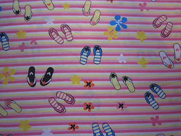 Pink  Flip Flops  Fabric - Pink Yellow Stripes - Cheery Colors- Casbo Holding Co