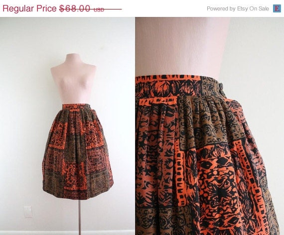 50% off Shop Closing Sale Vintage Tribal Patchwork Skirt . Ethnic . 1950s . 50s Full Skirt . XXS