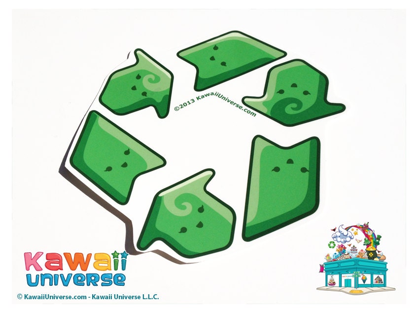 Kawaii Recycle Symbol - XL Large Vinyl Sticker