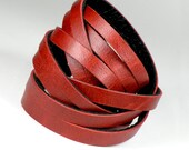 Leather wrap cuff Bracelet Reversible red black grey metallic bronze