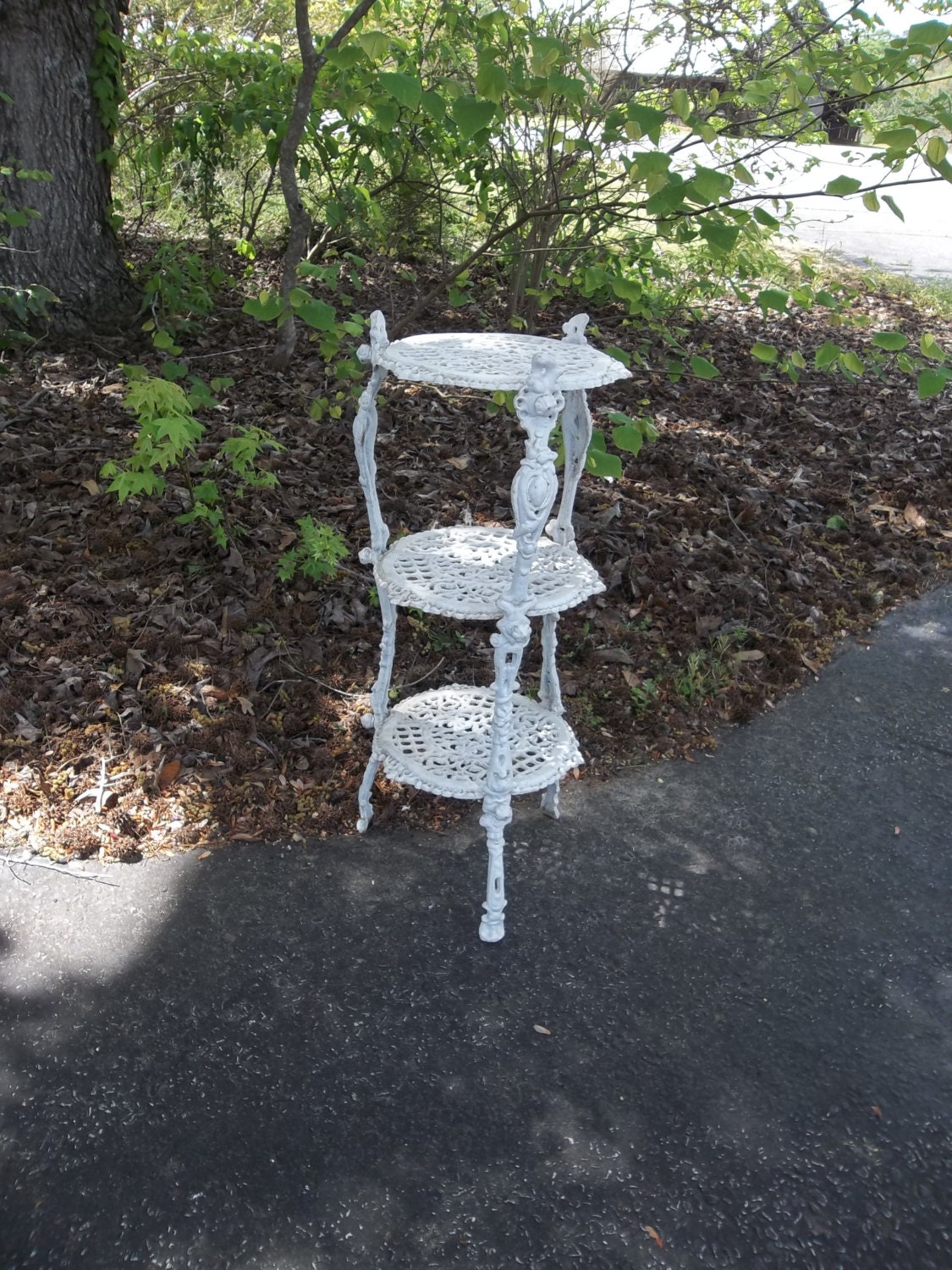 Vintage Cast Iron Shelf Cake Stand Cupcake Plant Stand Outdoors Garden Decor Furniture Wedding Decor French Country Cottage Chic