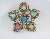 Victorian English Rhinestone Filigree Star Brooch