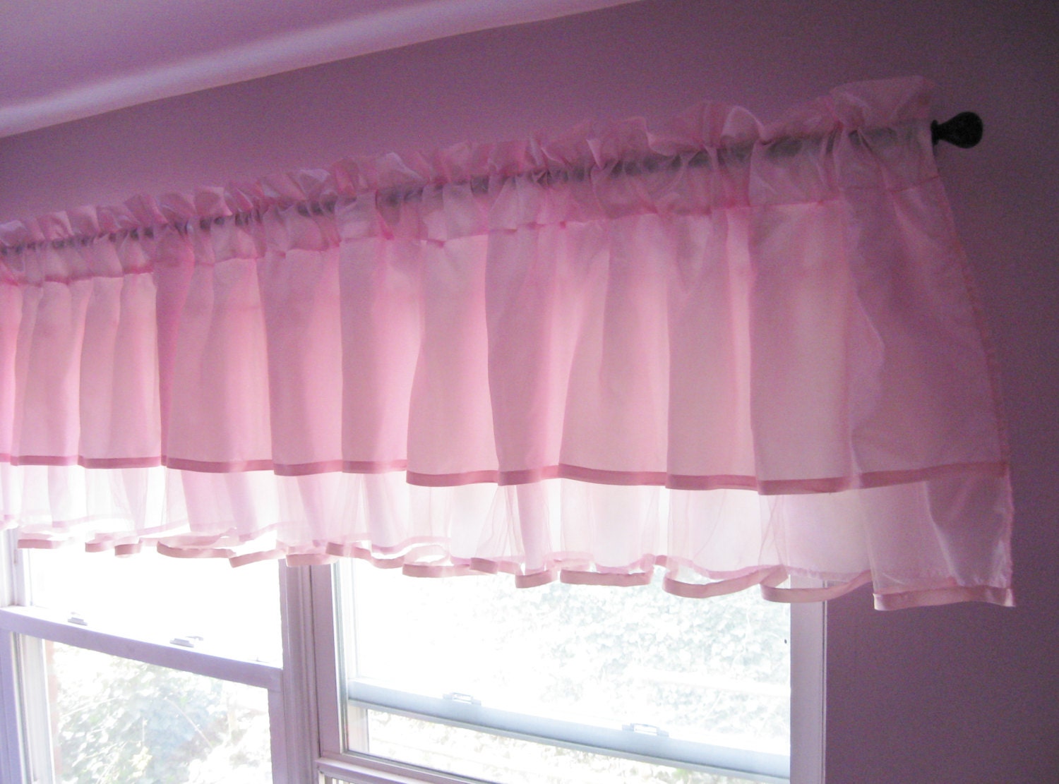 Dreamy Soft Silky Valance with Tulle and Satin Ribbon