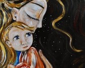 Finding Words - Archival 12x12 signed motherhood print from an original painting by Katie m. Berggren