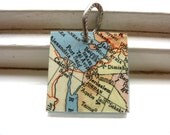 Israel Jerusalem Map Pendant Necklace, Middle East Pendant, RECYCLEry Upcycled Eco Friendly, CLAMORED