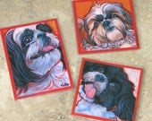 SHIH TZU Dogs Art MAGNETS - set of 3 - Paintings by Lynn Culp