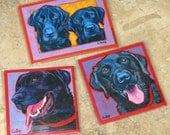 BLACK LAB Dog Art Magnets - set of 3 from Paintings by Lynn Culp