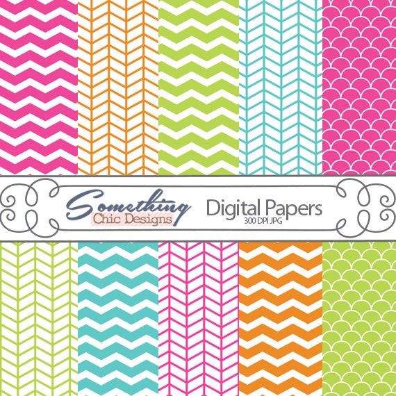 Instant Download--Fresh ZiG ZaG Digital Background Papers