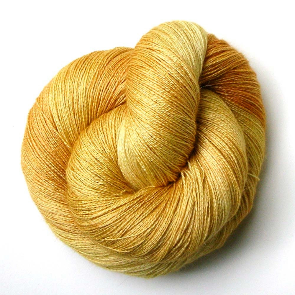 Baby Alpaca, Silk and Cashmere Lace Yarn - Honey Gold, 1300 yards