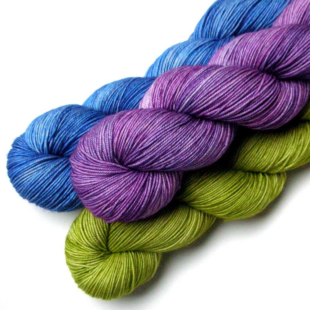 Tight Twist MCN Fingering Yarn - Nodding Violet Triplet, 400 yards